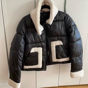 French Connection Puffer Coat with Contrast Trim: Great Condition - wore once